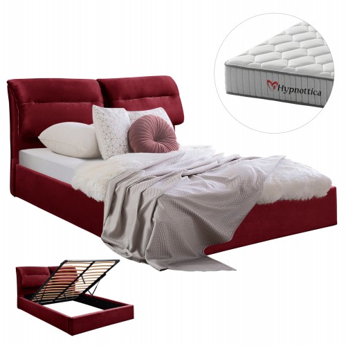 ΚΡΕΒΑΤΙ ΜΕ ΣΤΡΩΜΑ ΑΠΟΘ ΧΩΡΟ KENDRA HM10767 03 ΚΟΚΚΙΝΟ ΒΕΛΟΥΔΟ--ΓΙΑ 160x200εκ c548337