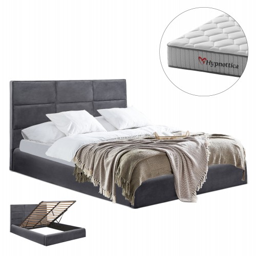 ΚΡΕΒΑΤΙ ΜΕ ΣΤΡΩΜΑ ΑΠΟΘ ΧΩΡΟ BRILEY HM10765 01 ΓΚΡΙ ΒΕΛΟΥΔΟ--ΓΙΑ ΣΤΡΩΜΑ 160x200εκ c548339