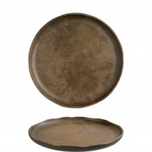Πιάτο Ρηχό Premium Vitrified Reactive Γυάλωμα Ακανόνιστο Χειλός φ27cm Καφέ σειρά Cresta Bazalith BONNA Σετ 6 c548365