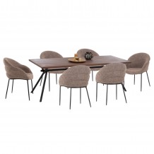 ΣΕΤ ΤΡΑΠΕΖΑΡΙΑΣ 7ΤΜΧ MANDY HM10957 03 MDF TOP--ΥΦΑΣΜΑ TAUPE ΜΕΤΑΛ ΠΟΔΙΑ c548555