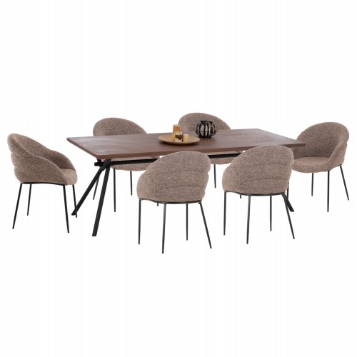 ΣΕΤ ΤΡΑΠΕΖΑΡΙΑΣ 7ΤΜΧ MANDY HM10957 03 MDF TOP--ΥΦΑΣΜΑ TAUPE ΜΕΤΑΛ ΠΟΔΙΑ c548555