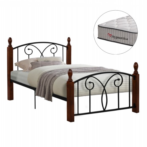ΚΡΕΒΑΤΙ ΣΤΡΩΜΑ SUZIE HM10754 01 ΜΕΤΑΛΛΟ RUBBERWOOD ΚΑΡΥΔΙ--ΣΤΡΩΜΑ 90Χ190εκ c548625