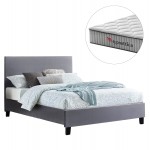 ΚΡΕΒΑΤΙ ΜΕ ΣΤΡΩΜΑ BECCA HM10760 02 ΓΚΡΙ ΥΦΑΣΜΑ--ΓΙΑ 150x200εκ c548748