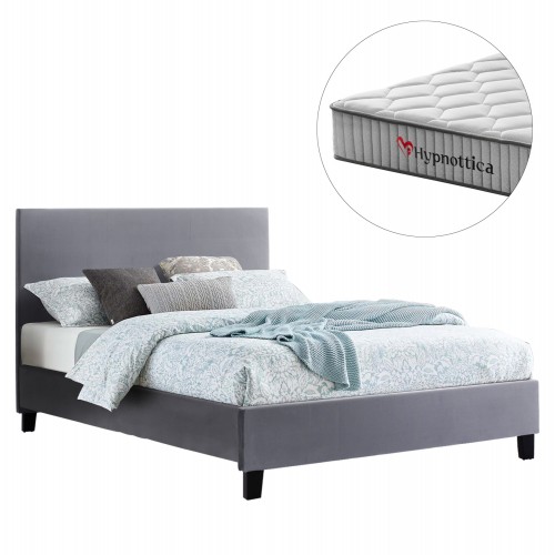 ΚΡΕΒΑΤΙ ΜΕ ΣΤΡΩΜΑ BECCA HM10760 02 ΓΚΡΙ ΥΦΑΣΜΑ--ΓΙΑ 150x200εκ c548748