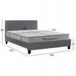 ΚΡΕΒΑΤΙ ΜΕ ΣΤΡΩΜΑ BECCA HM10760 02 ΓΚΡΙ ΥΦΑΣΜΑ--ΓΙΑ 150x200εκ c548748