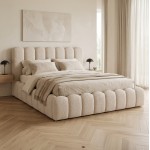 ΚΡΕΒΑΤΙ ΔΙΠΛΟ MARIUS HM759 03 ΜΠΕΖ CHENILLE ΥΦΑΣΜΑ-- ΓΙΑ ΣΤΡΩΜΑ 160x200εκ c548845