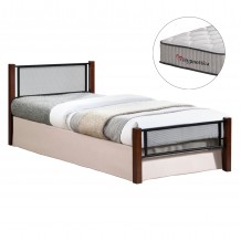 ΚΡΕΒΑΤΙ ΜΕ ΣΤΡΩΜΑ RAYVEN HM10754 02 ΜΕΤΑΛΛΟ RUBBERWOOD ΣΕ DIRTY OAK--ΣΤΡΩΜΑ 90Χ190 c548915