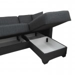 Γωνιακός καναπές Kρεβάτι αναστρέψιμος με αποθηκευτικό χώρο Stashio pakoworld ανθρακί ύφασμα 202x143x84εκ c549475