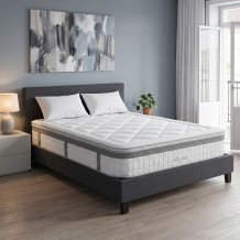 Κρεβάτι με στρώμα Nevil-Utopia pakoworld ύφασμα ανθρακί 150x200εκ c549690