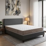 Κρεβάτι με στρώμα Nevil-Nemesis pakoworld ύφασμα ανθρακί 150x200εκ c549712