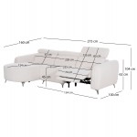 ΚΑΝΑΠΕΣ ΑΡΙΣΤΕΡΗ ΓΩΝΙΑ 3Θ ΜΕ RECLINE VALENTE HM3317 02L ΜΠΕΖ ΥΦΑΣΜΑ 275x160x104Yεκ c549813