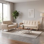 Σετ σαλονιού 2τεμ Decency pakoworld ύφασμα μπεζ c550183