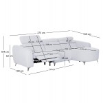 ΚΑΝΑΠΕΣ ΔΕΞΙΑ ΓΩΝΙΑ 3Θ ΜΕ RECLINE VALENTE HM3317 01R ΑΝΟΙΧΤΟ ΓΚΡΙ ΥΦΑΣΜΑ 275x160x104Yεκ c550187