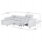 ΚΑΝΑΠΕΣ ΑΡΙΣΤΕΡΗ ΓΩΝΙΑ 3Θ ΜΕ RECLINE VALENTE HM3317 01L ΑΝΟΙΧΤΟ ΓΚΡΙ ΥΦΑΣΜΑ 275x160x104Yεκ c550188