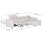ΚΑΝΑΠΕΣ ΔΕΞΙΑ ΓΩΝΙΑ 3Θ ΜΕ RECLINE VALENTE HM3317 02R ΜΠΕΖ ΥΦΑΣΜΑ 275x160x104Yεκ c550189