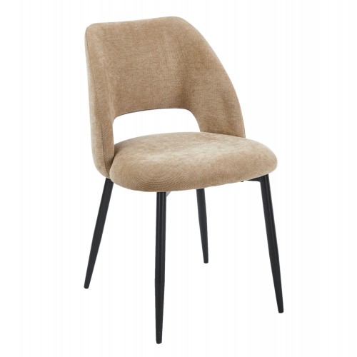 ΚΑΡΕΚΛΑ ΤΡΑΠΕΖΑΡΙΑΣ LAMETT HM18447 03 TAUPE ΥΦΑΣΜΑ-ΜΕΤΑΛ ΜΑΥΡΑ ΠΟΔΙΑ 51x58x82Υεκ SET 4τμχ c550518
