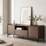 TOBAC TV STAND 2ΠΟΡΤΕΣ 1ΣΥΡΤΑΡΙ ΚΑΡΥΔΙ ΣΚΟΥΡΟ 180x39x62cm c550653