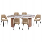 ΣΕΤ ΤΡΑΠΕΖΑΡΙΑΣ 7ΤΜΧ MARBLEX HM11391 ΚΕΡΑΜΙΚΟ TOP PANDORA--ΚΑΡΕΚΛΕΣ ΜΕ ΥΦΑΣΜΑ TAUPE c551225