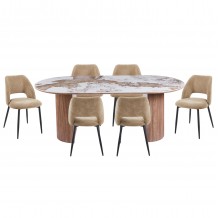 ΣΕΤ ΤΡΑΠΕΖΑΡΙΑΣ 7ΤΜΧ MARBLEX HM11391 ΚΕΡΑΜΙΚΟ TOP PANDORA--ΚΑΡΕΚΛΕΣ ΜΕ ΥΦΑΣΜΑ TAUPE c551225