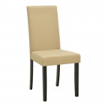 Καρέκλα Zeben pakoworld εκρού PU με πόδι μαύρο rubberwood 43 5x55 5x93 5εκ SET 2τμχ c551305