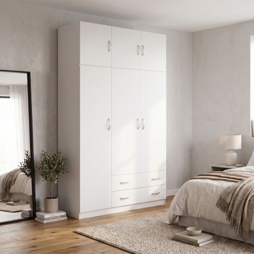 Ντουλάπα τρίφυλλη με πατάρι Alvia pakoworld λευκό 150x51x240εκ c551838