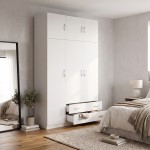 Ντουλάπα τρίφυλλη με πατάρι Alvia pakoworld λευκό 150x51x240εκ c551838