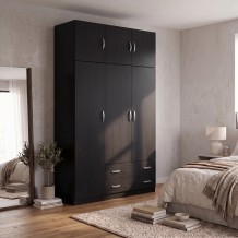 Ντουλάπα τρίφυλλη με πατάρι Alvia pakoworld wenge 150x51x240εκ c551840