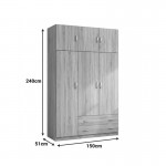 Ντουλάπα τρίφυλλη με πατάρι Alvia pakoworld wenge 150x51x240εκ c551840