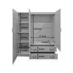 Ντουλάπα τρίφυλλη με πατάρι Alvia pakoworld wenge 150x51x240εκ c551840
