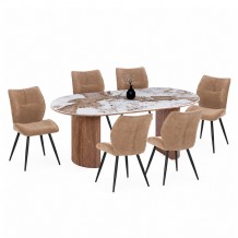 ΣΕΤ ΤΡΑΠΕΖΑΡΙΑΣ 7ΤΜΧ MARBLEX HM11394 03 ΚΕΡΑΜΙΚΟ TOP PANDORA--ΚΑΡΕΚΛΕΣ ΥΦΑΣΜΑ TAUPE c551848