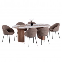 ΣΕΤ ΤΡΑΠΕΖΑΡΙΑΣ 7ΤΜΧ DRENNY HM11395 03 ΚΕΡΑΜΙΚΟ TOP PANDORA--ΚΑΡΕΚΛΕΣ ΥΦΑΣΜΑ TAUPE c551849
