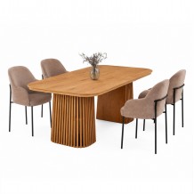 ΣΕΤ ΤΡΑΠΕΖΑΡΙΑΣ 5ΤΜΧ ΕΠΕΚΤΕΙΝΟΜΕΝΟ VERLO HM12106 03 MDF--ΥΦΑΣΜΑ TAUPE c551952