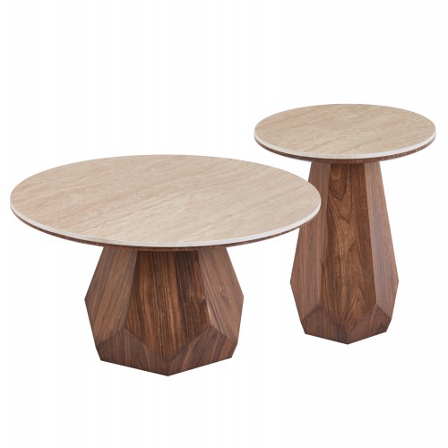 ΤΡΑΠΕΖΙΑ ΣΑΛΟΝΙΟΥ 2ΤΜΧ VENERA HM12109 ΚΕΡΑΜΙΚΑ TOP--MDF ΒΑΣΕΙΣ Φ80 Φ45εκ c551955