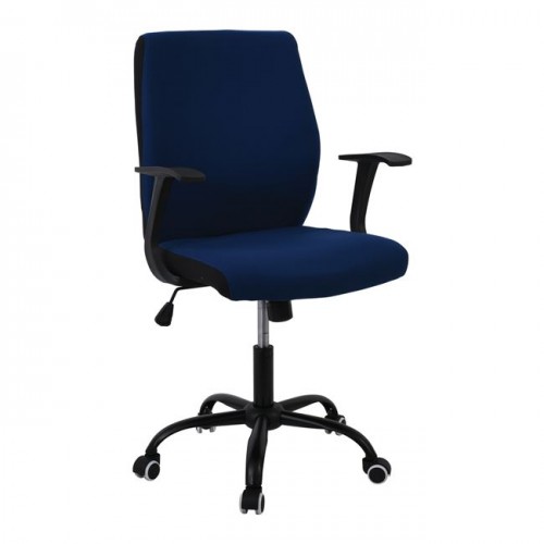 BF3900 Πολυθρόνα Γραφείου μαύρη ύφασμα μπλε c55207