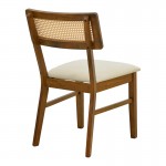 Καρέκλα Raffles pakoworld καρυδί rubberwood με pe rattan και εκρού ύφασμα 47x48x83 5εκ SET 2τμχ c552424