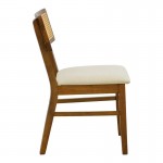 Καρέκλα Raffles pakoworld καρυδί rubberwood με pe rattan και εκρού ύφασμα 47x48x83 5εκ SET 2τμχ c552424