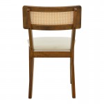 Καρέκλα Raffles pakoworld καρυδί rubberwood με pe rattan και εκρού ύφασμα 47x48x83 5εκ SET 2τμχ c552424