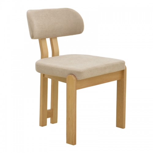 Καρέκλα Genoa pakoworld sonoma rubberwood και μπεζ ύφασμα 50x43x82εκ SET 2τμχ c552425