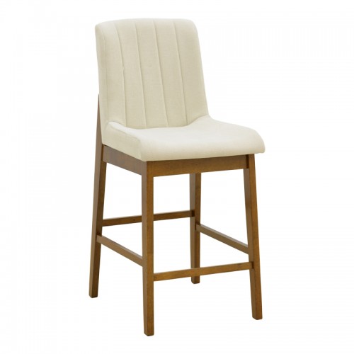 Σκαμπό μπαρ Dalby pakoworld καρυδί rubberwood και εκρού ύφασμα 50x45x102 5εκ SET 2τμχ c552428