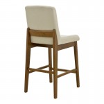 Σκαμπό μπαρ Dalby pakoworld καρυδί rubberwood και εκρού ύφασμα 50x45x102 5εκ SET 2τμχ c552428