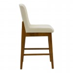 Σκαμπό μπαρ Dalby pakoworld καρυδί rubberwood και εκρού ύφασμα 50x45x102 5εκ SET 2τμχ c552428