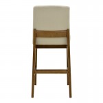 Σκαμπό μπαρ Dalby pakoworld καρυδί rubberwood και εκρού ύφασμα 50x45x102 5εκ SET 2τμχ c552428