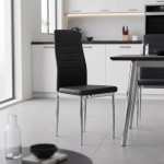 Καρέκλα Parker pakoworld μαύρο PU με πόδι χρωμίου 41x48x96εκ SET 4τμχ c552501