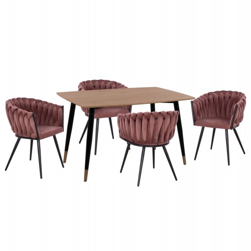 ΣΕΤ ΤΡΑΠΕΖΑΡΙΑΣ 5ΤΜΧ ALIZA HM12122 01 MDF TOP ΣΕ ΦΥΣΙΚΟ--ΣΑΠΙΟ ΜΗΛΟ ΒΕΛΟΥΔΟ c552672