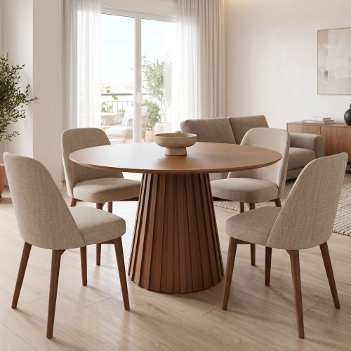 Τραπέζι Franzel pakoworld mdf καρυδί Φ120x75εκ c552839