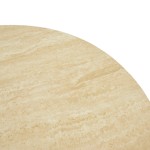 Τραπέζι Franzel pakoworld sintered stone σε όψη τραβερτίνας-mdf καρυδί Φ120x75εκ c552843