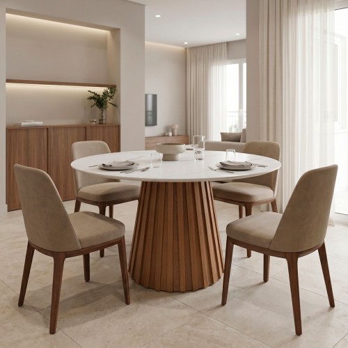 Τραπέζι Franzel pakoworld sintered stone σε όψη μαρμάρου-mdf σε φυσική απόχρωση Φ120x75εκ c552848