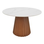 Τραπέζι Franzel pakoworld sintered stone σε όψη μαρμάρου-mdf σε φυσική απόχρωση Φ120x75εκ c552848