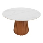 Τραπέζι Franzel pakoworld sintered stone σε όψη μαρμάρου-mdf σε φυσική απόχρωση Φ120x75εκ c552848