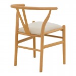 Καρέκλα Wishbone pakoworld rubberwood-ύφασμα σε φυσική-μπεζ απόχρωση 51x58x73εκ c553035